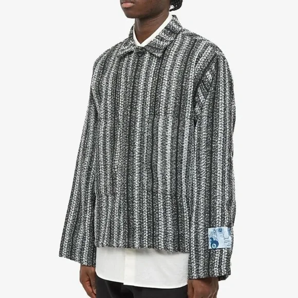 NWT JUNGLES Bouclé Black Gray Stripes Jacket Men’s Workwear Utility Chore Sz XL